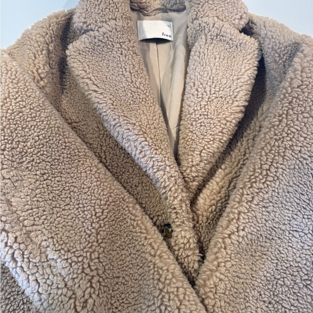 Wilfred Taupe Teddy Coat Plush Notched Collar